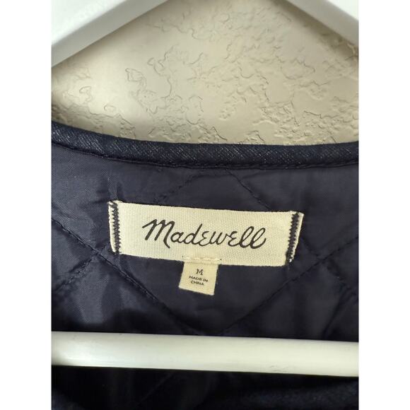 Madewell Sherpa Snap Jacket Size Medium Blue Cozy Warm Outerwear - Picture 6 of 9